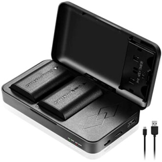 JYJZPB 2-Pack LP-E6N Batteries and LP-E6 Battery Charger Case